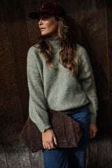 Green High Neck Knit Pullover Sweater