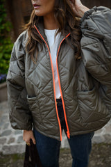 Olive Green Front Zipper Rainy Coat