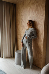 Grey Off Shoulder Top and Sweatpants Set
