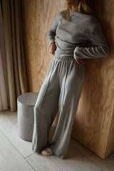 Grey Off Shoulder Top and Sweatpants Set