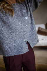 Heather Grey Slant Button Placket Sweater