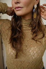 Khaki Crochet Lace Blouse