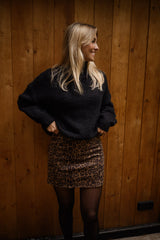 Brown Leopard Print Mini Skirt