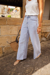 Light Blue Wide-Leg Denim Jeans