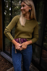 Olive Green Slim Fit Knit Sweater