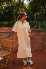 Pale Yellow Looose Fit Midi Dress