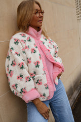 Pink Floral Fleece Jacket