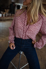 Dusty Pink Daisy Print Chiffon Shirt