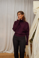 Plum High Neck Knit Sweater