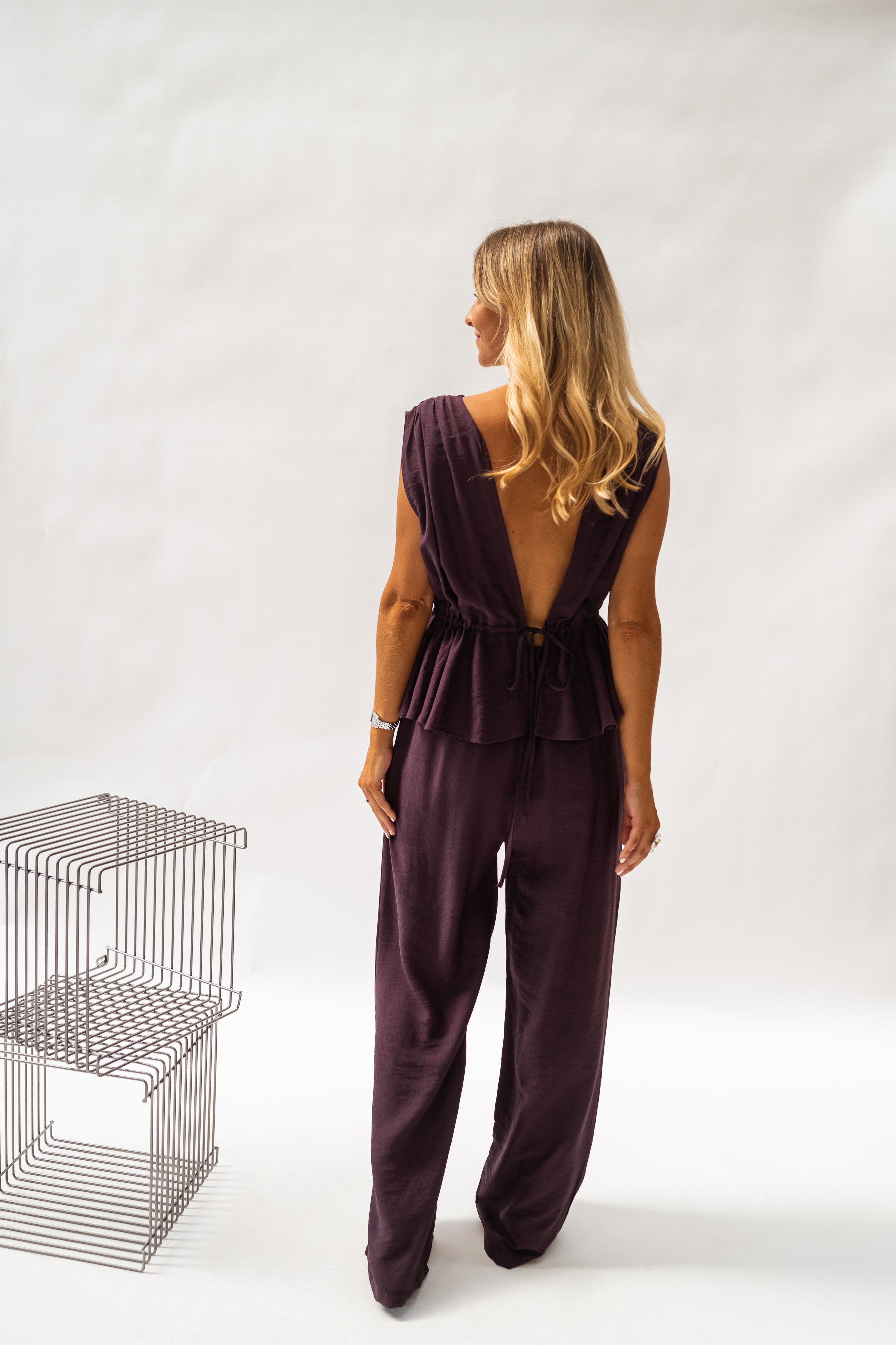 Purple Casual Withdraw Pants