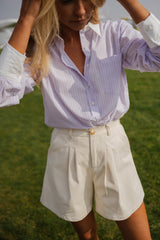 Purple Pinstriped Button Down Shirt