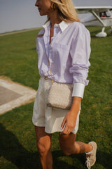 Purple Pinstriped Button Down Shirt