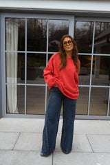 Red Loose Fit Sweatshirt