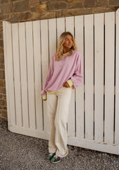 Pink Striped Knit Sweater