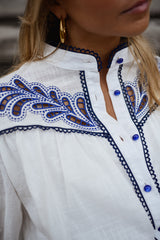 White and Blue Floral Vintage Shirt