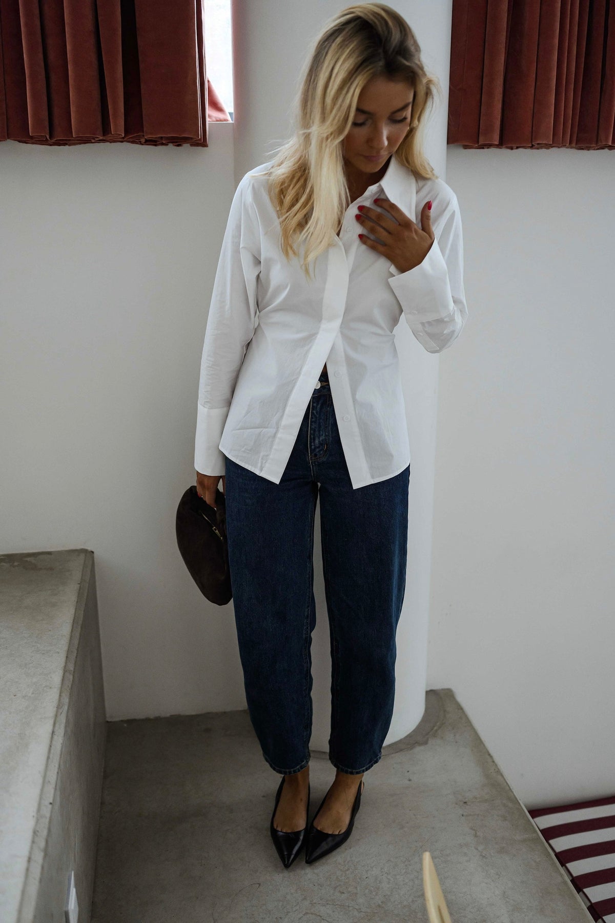 White Minimal Buttoned Shirt