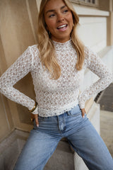 White Crochet Lace Slim Blouse