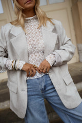 White Crochet Lace Slim Blouse