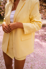 Yellow Solid Long Blazer