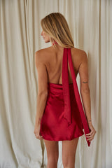 Satin Halter Neck Mini Dress