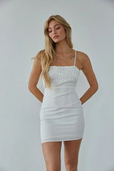 White Lace Slip Mini Dress