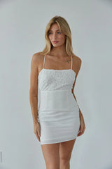 White Lace Slip Mini Dress
