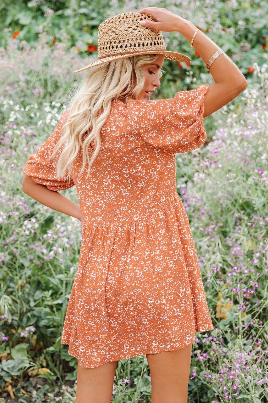 Faded Memories Floral Puff Sleeve Babydoll Tunic