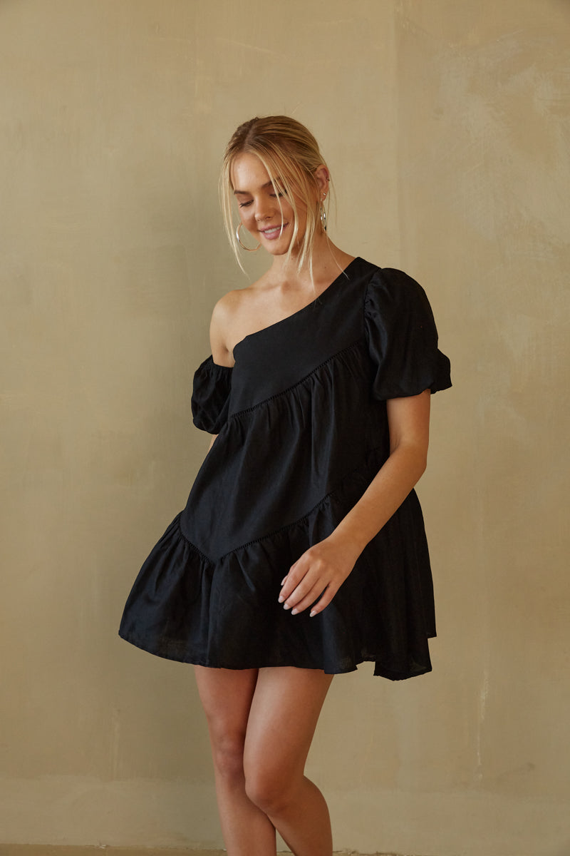 Francesca Puff Sleeve Babydoll Mini Dress – Groovy Mimi