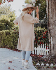Glorious Pocketed Fuzzy Knit Cardigan - Taupe