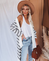 Helen Striped Knit Drape Cardigan - FINAL SALE