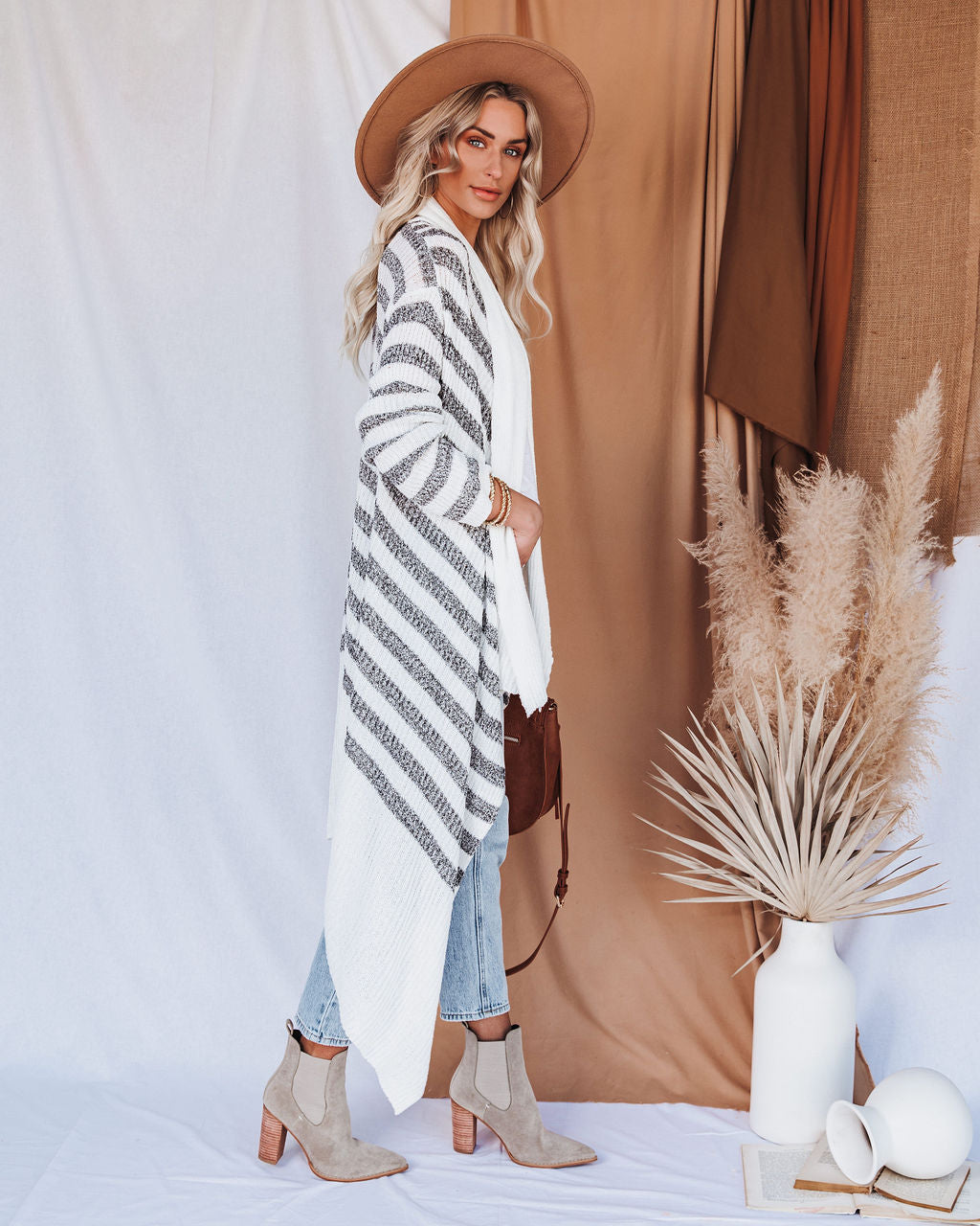Helen Striped Knit Drape Cardigan - FINAL SALE