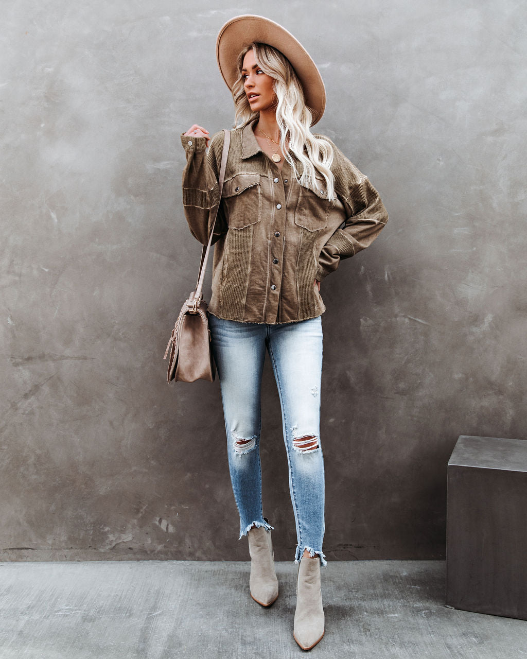 Hempstead Cotton Pocketed Distressed Shacket