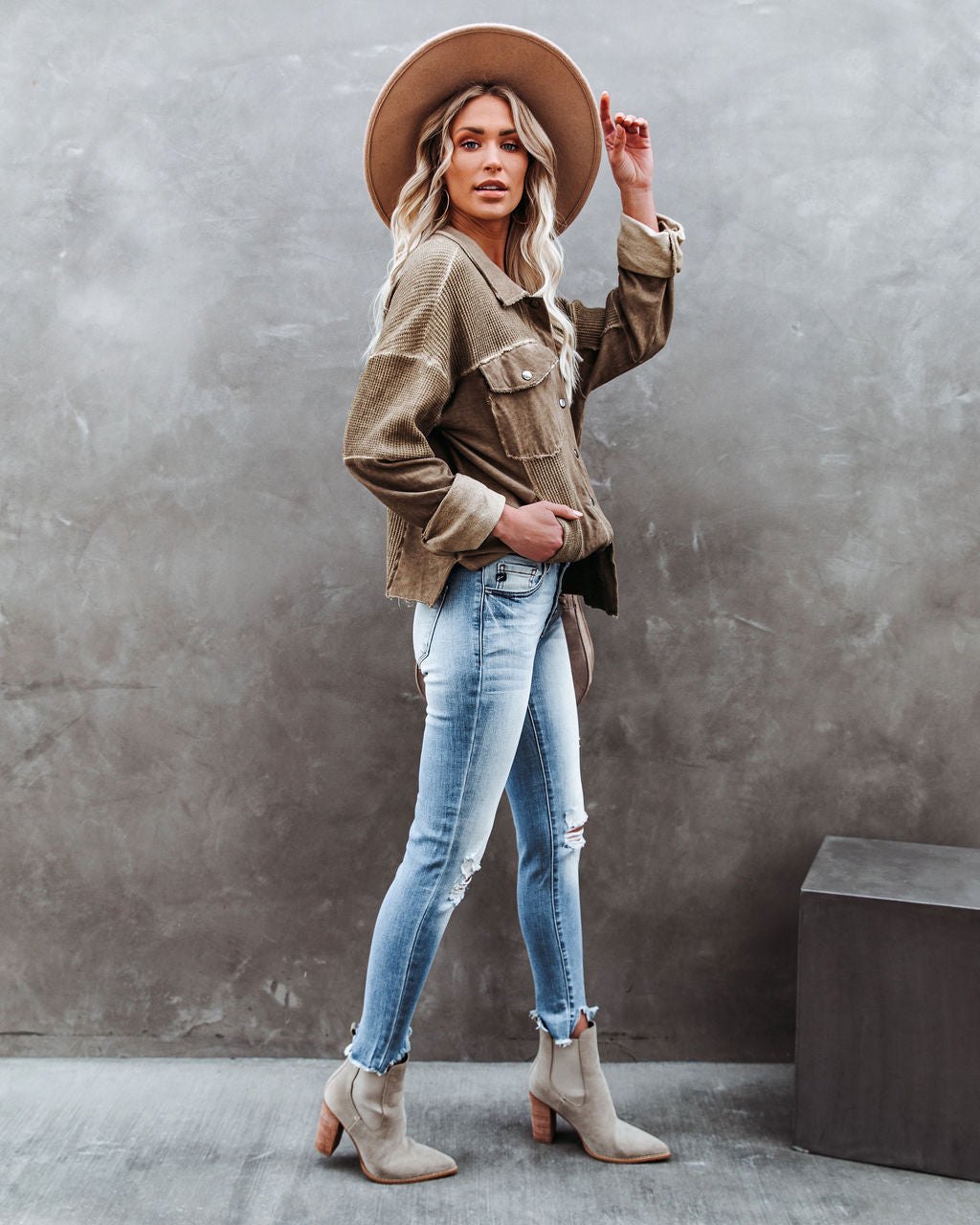 Hempstead Cotton Pocketed Distressed Shacket