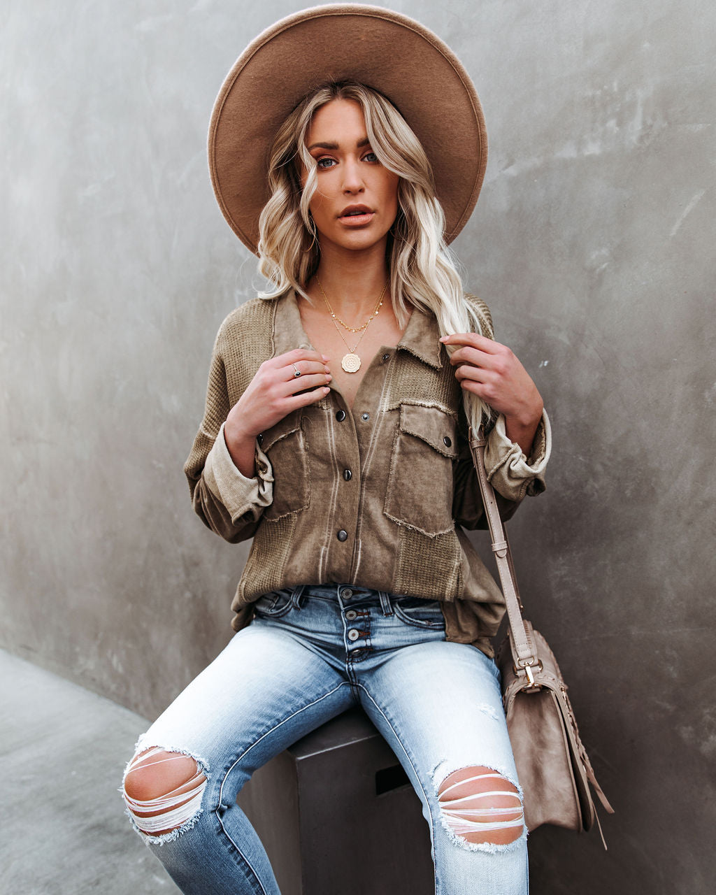 Hempstead Cotton Pocketed Distressed Shacket