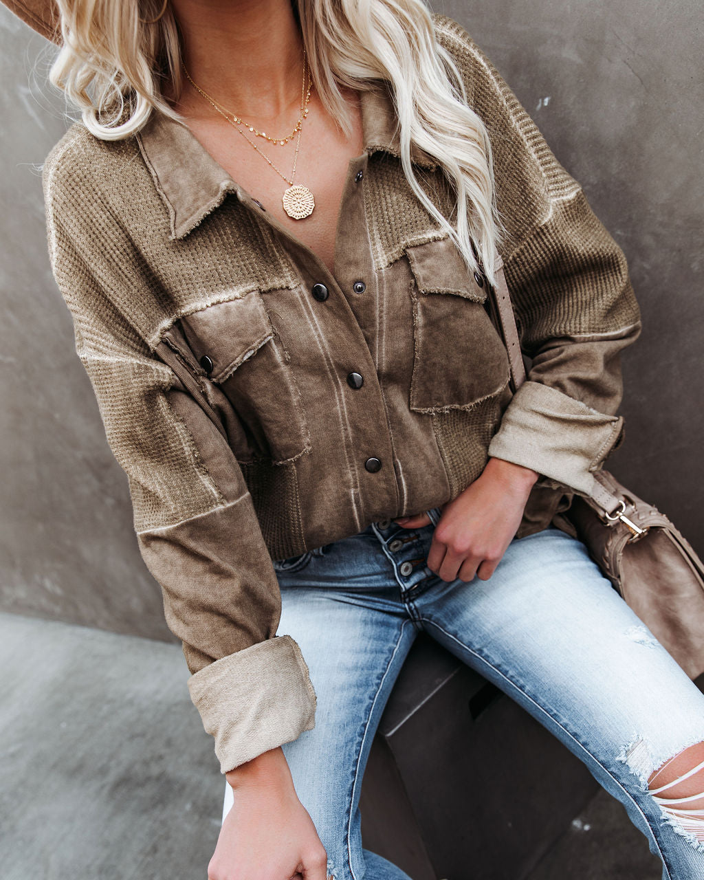 Hempstead Cotton Pocketed Distressed Shacket