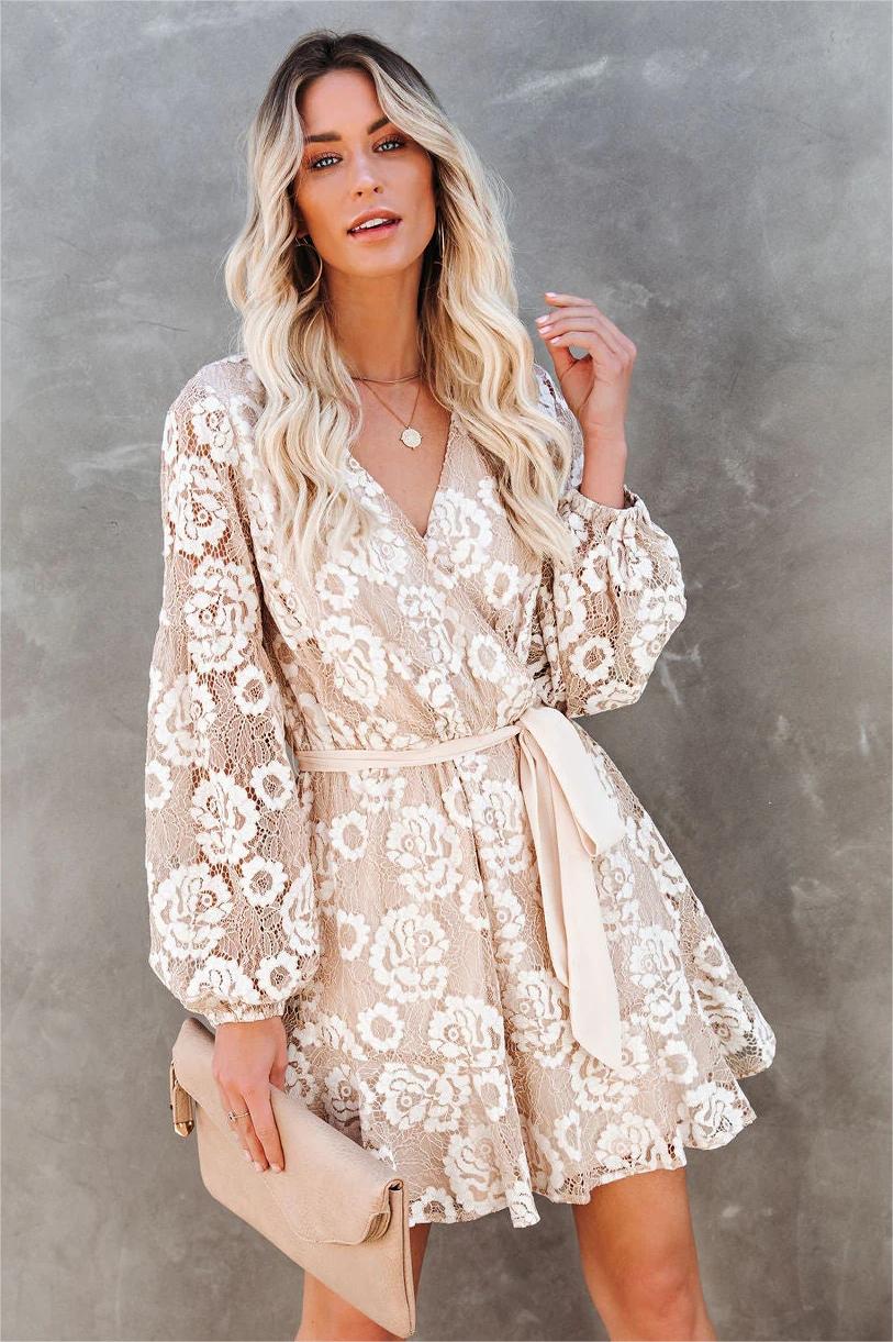 Heroic Lace Tie Dress - Cream