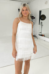 White Tassled Mini Dress
