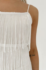 White Tassled Mini Dress