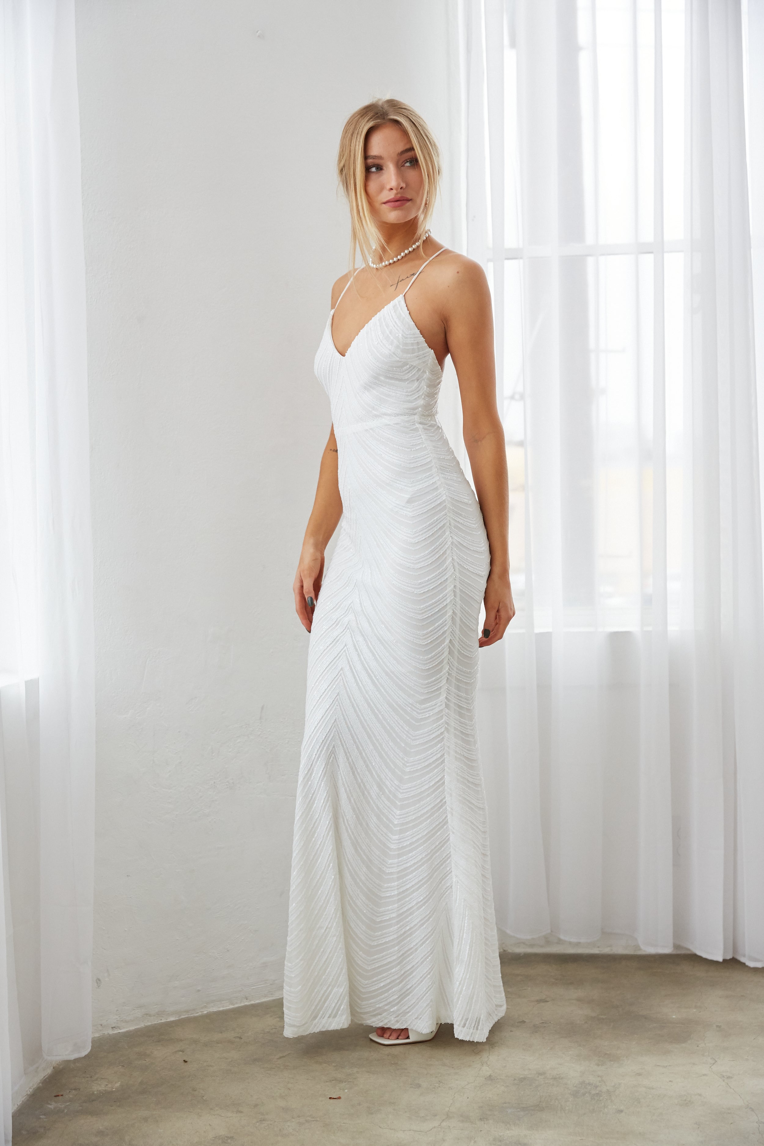 Jasper Sequin Open Back Maxi Dress