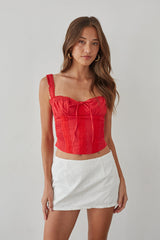 White Eyelet Lace Mini Skort