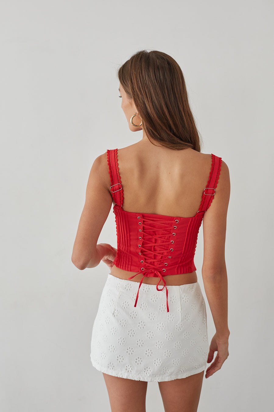 White Eyelet Lace Mini Skort