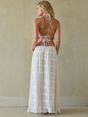 White Ruching Maxi Skirt