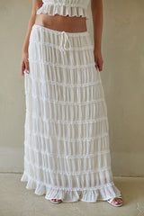 White Ruching Maxi Skirt