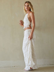 White Ruched Halter Top