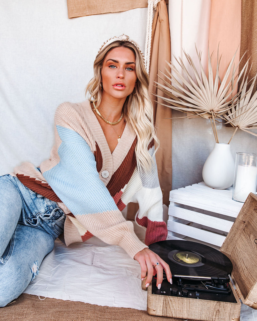 Lennox Button Front Colorblock Cardigan