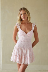 Sweet Crochet Lace Mini Dress