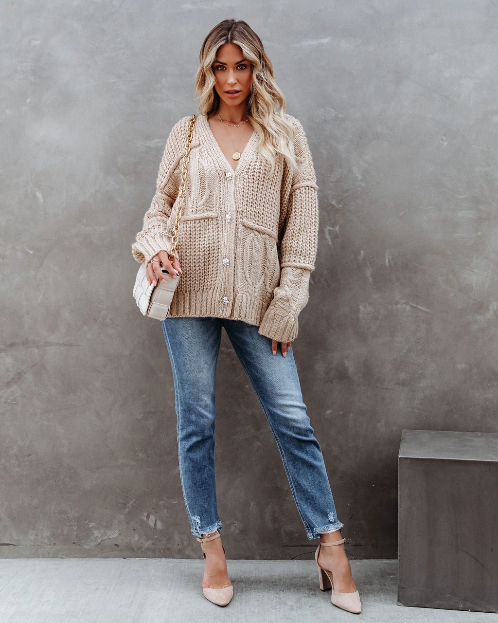 Luxley Relaxed Button Front Knit Cardigan