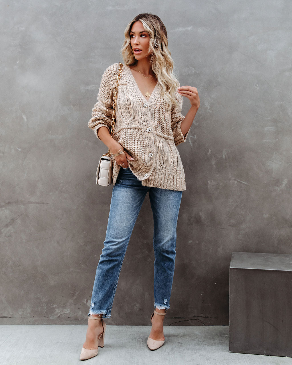 Luxley Relaxed Button Front Knit Cardigan