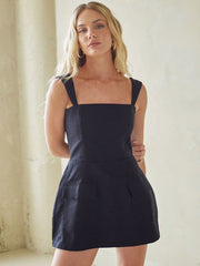 Solid Romper Mini Dress
