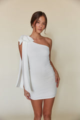One Shoulder Bow Bodycon Mini Dress